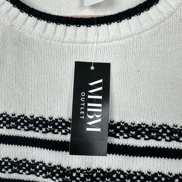 NWT White House Black Market Elbow Sleeve Novelty Stripe Sweater Ecru #WHBM17 - Picture 6 of 9